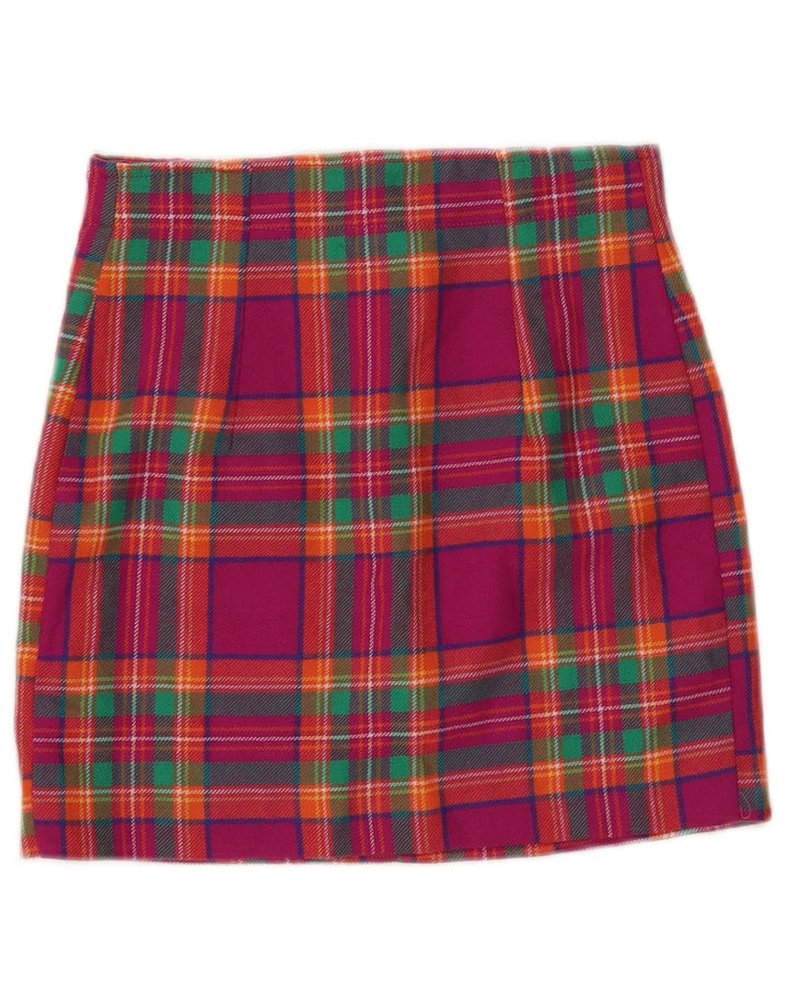 Mini saia feminina VINTAGE W24 XS xadrez rosa