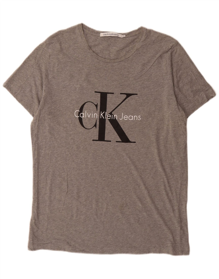Calvin Klein Jeans Camiseta masculina gráfica Top 2XL Cinza