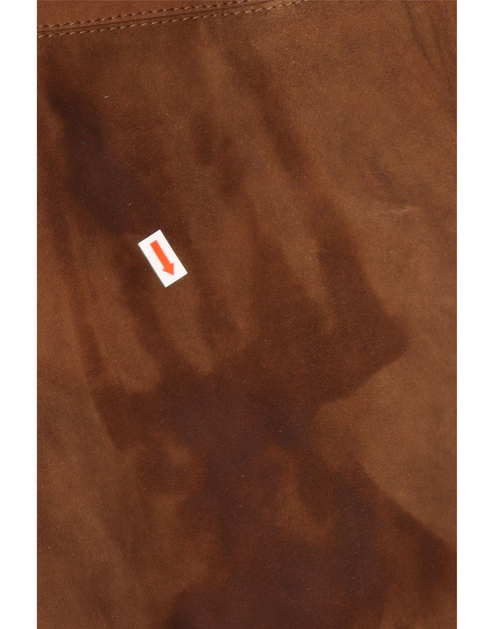 Sobretudo feminino de camurça vintage STRONG & FISHER LTD UK 18 XL marrom clássico