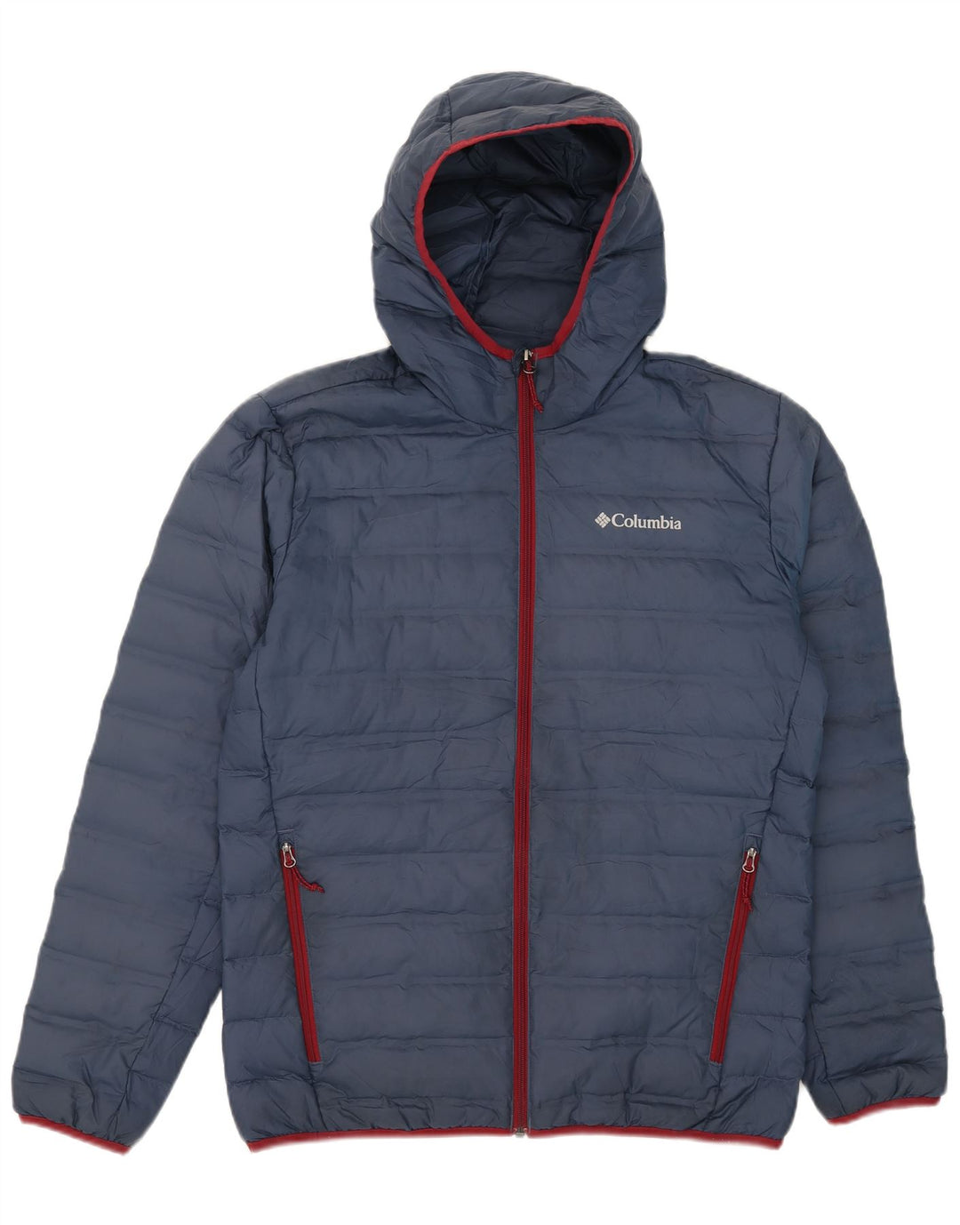 Jaqueta acolchoada com capuz para homens Columbia UK 38 Médio Azul Marinho Poliéster