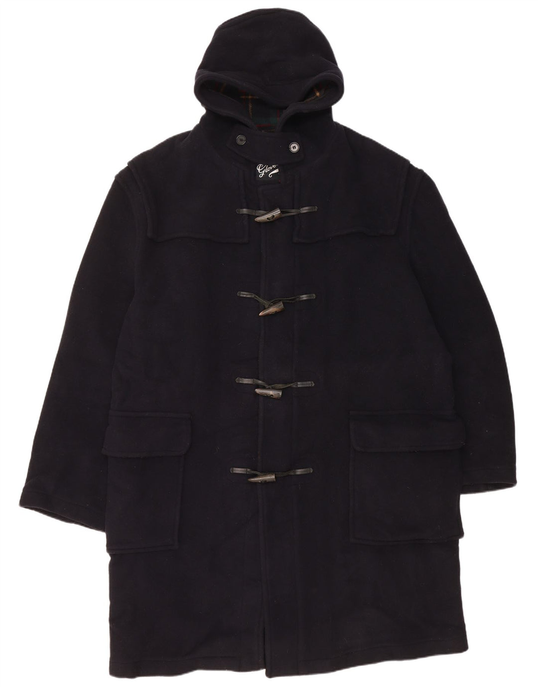 GLOVERALL Casaco Duffle Masculino com Capuz Reino Unido 46 3XL Lã Azul Marinho