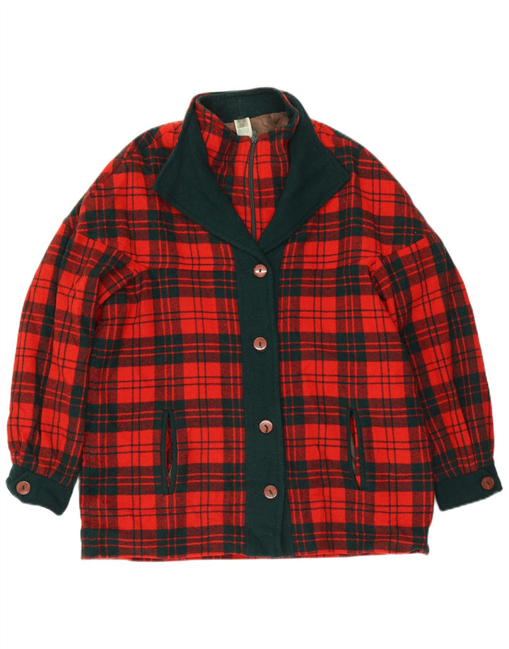 Sobretudo feminino Branigan UK 18 XL lã xadrez vermelha