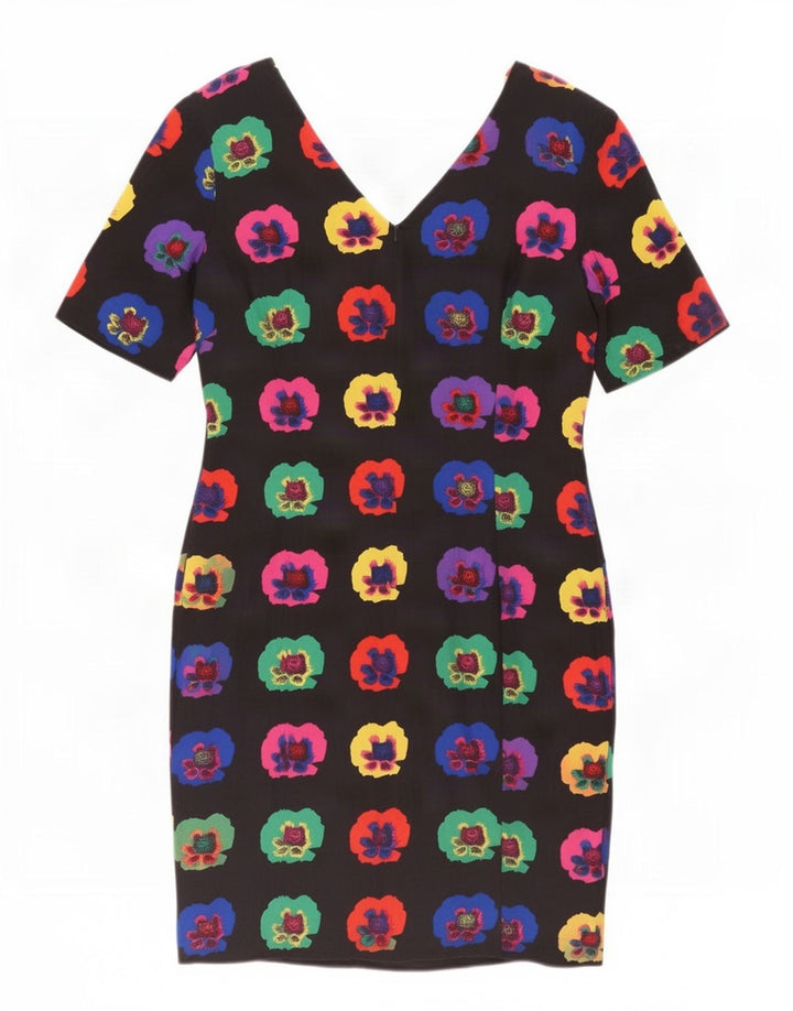 Vestido bainha feminino Laurel EU 40 médio preto floral seda