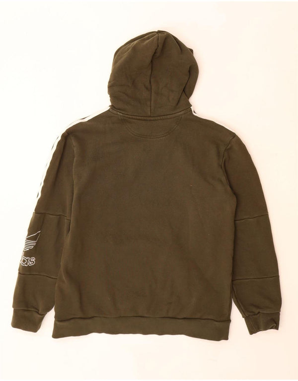 ADIDAS Womens Graphic Hoodie Jumper UK 14 Médio Algodão Cáqui