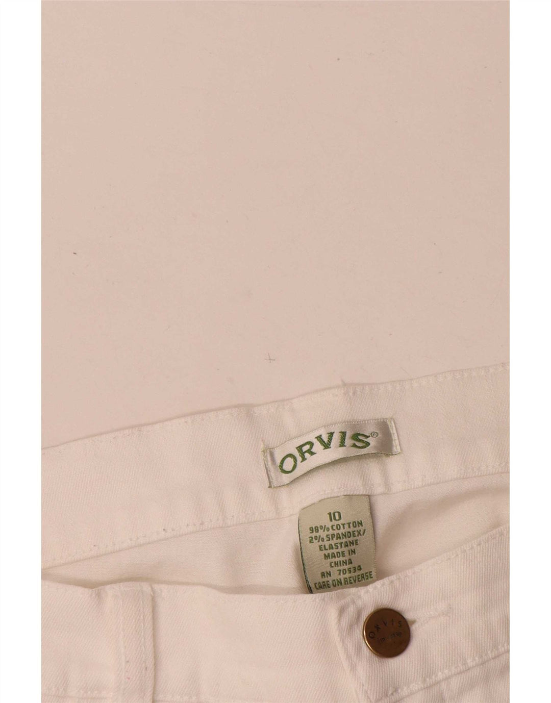 Calça jeans reta feminina Orvis US 10 grande W30 L28 algodão branco
