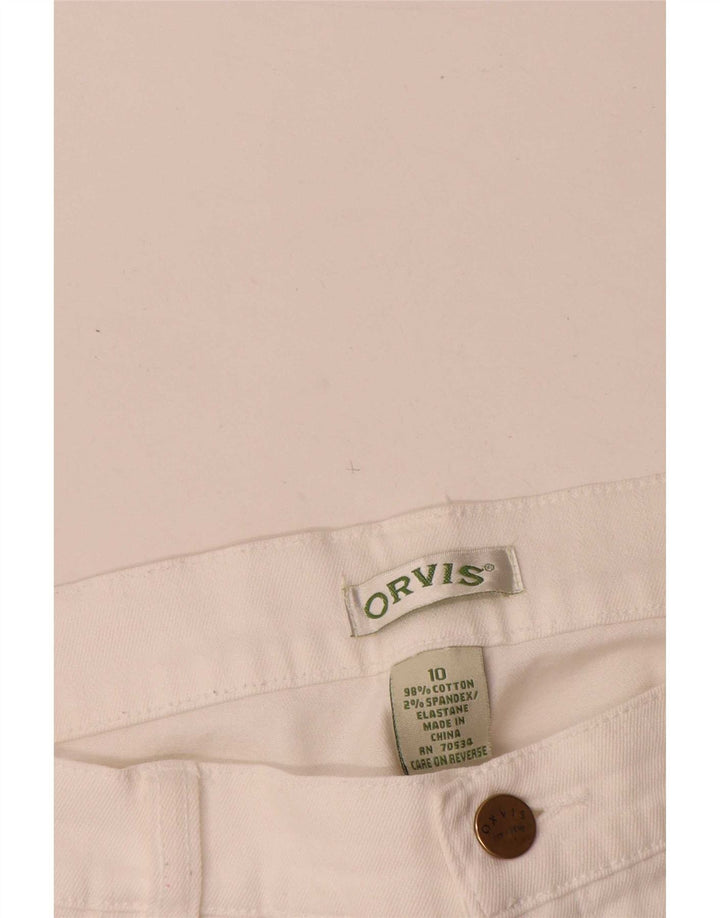 Calça jeans reta feminina Orvis US 10 grande W30 L28 algodão branco