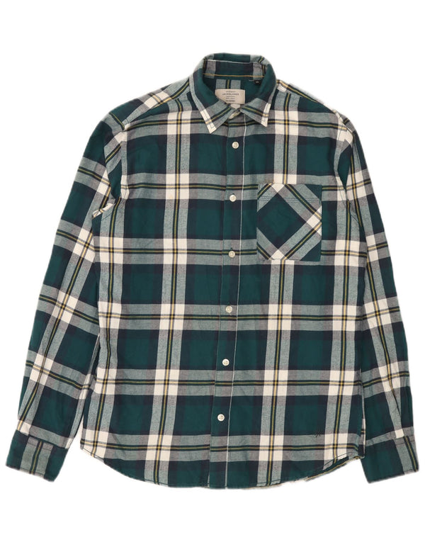 Camisa masculina de flanela Jack & Jones XS verde algodão xadrez