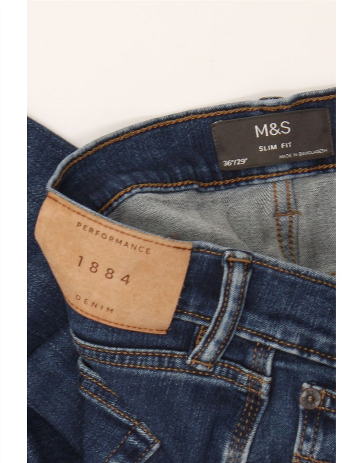 Marks & Spencer Mens Slim Jeans W36 L29 Azul Algodão