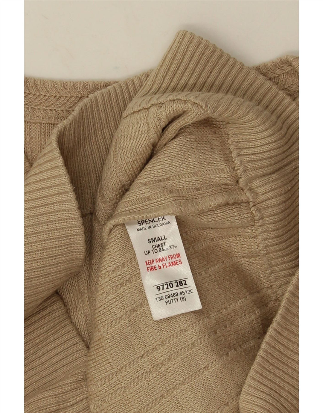 Suéter masculino Marks & Spencer com decote em V pequeno acrílico bege