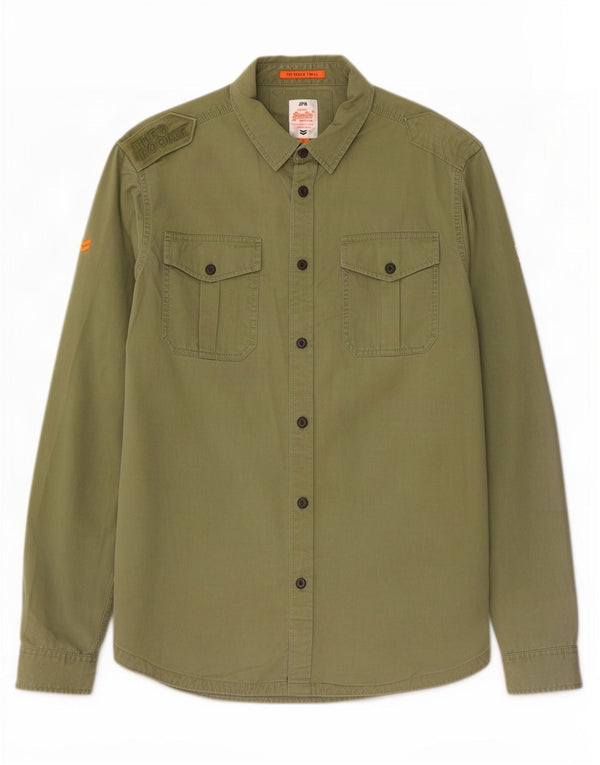Camisa militar masculina Superdry 2XL algodão cáqui