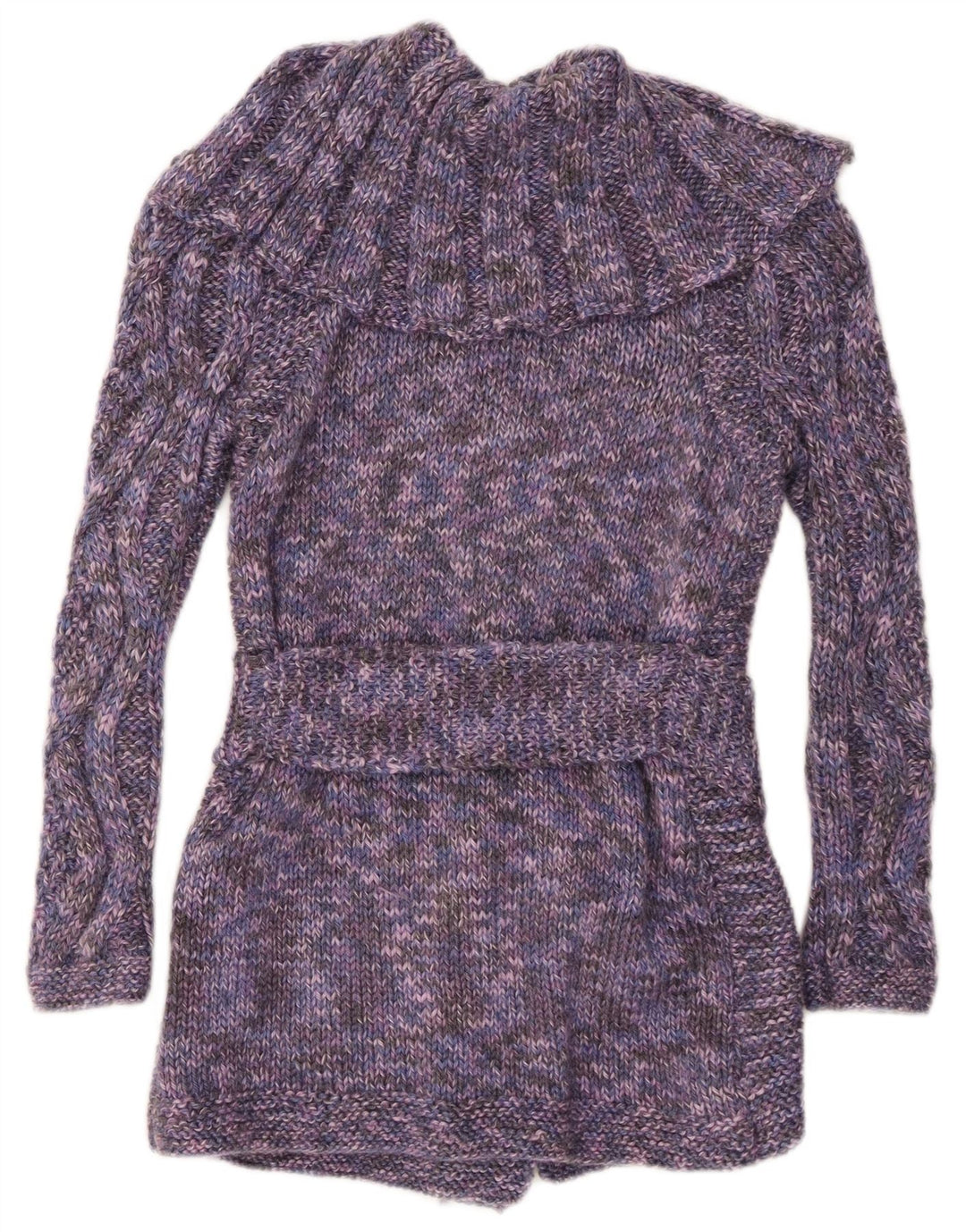 Suéter cardigã feminino VINTAGE UK 8 pequeno roxo manchado