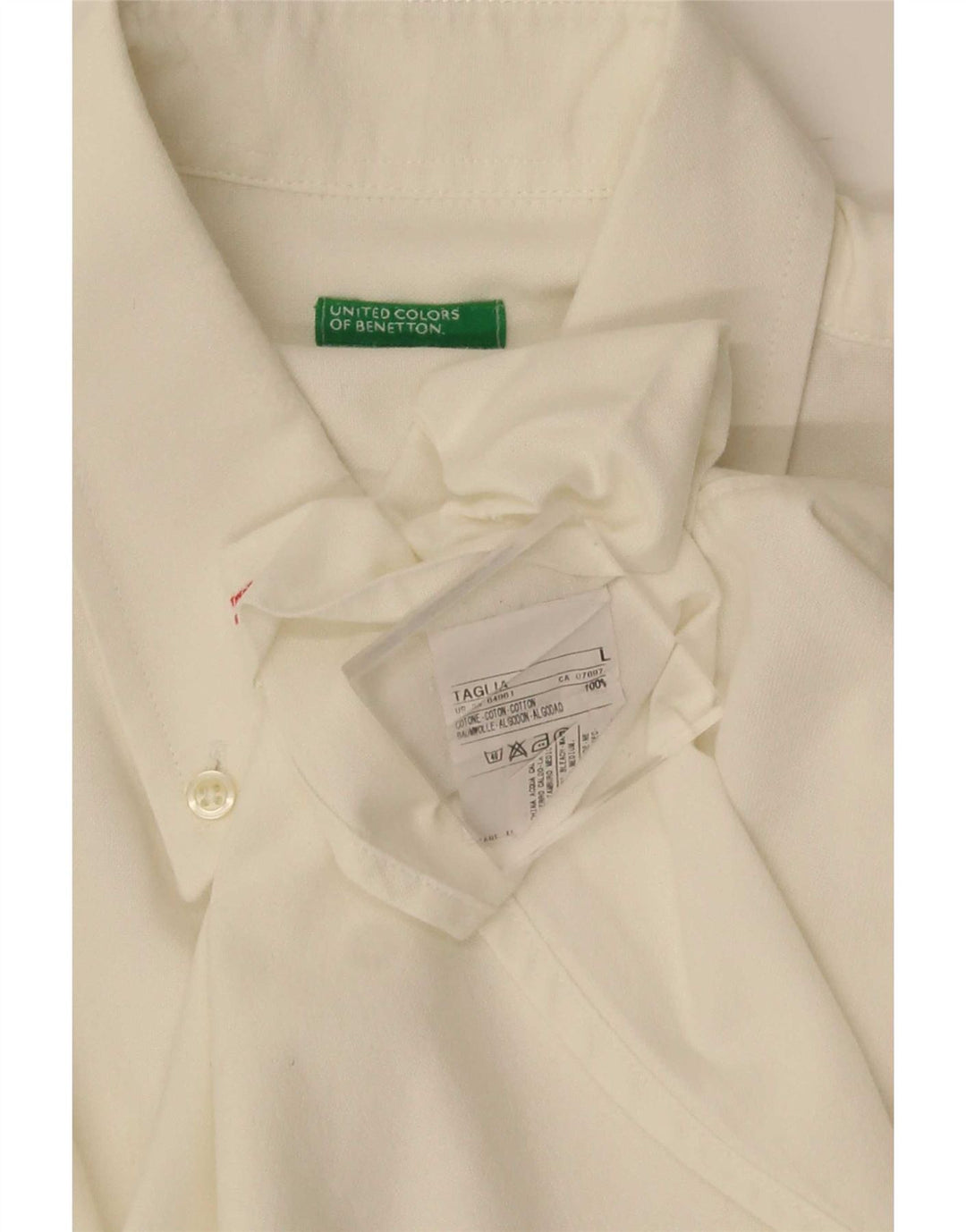 Camisa masculina Benetton grande algodão branco