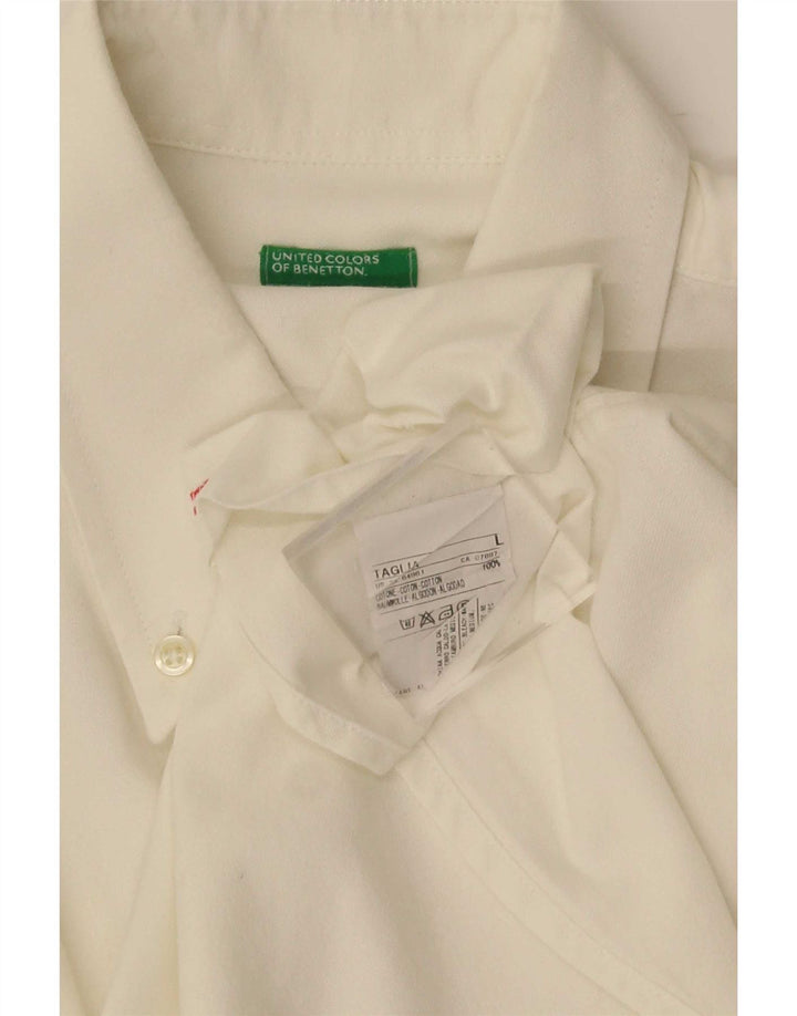 Camisa masculina Benetton grande algodão branco