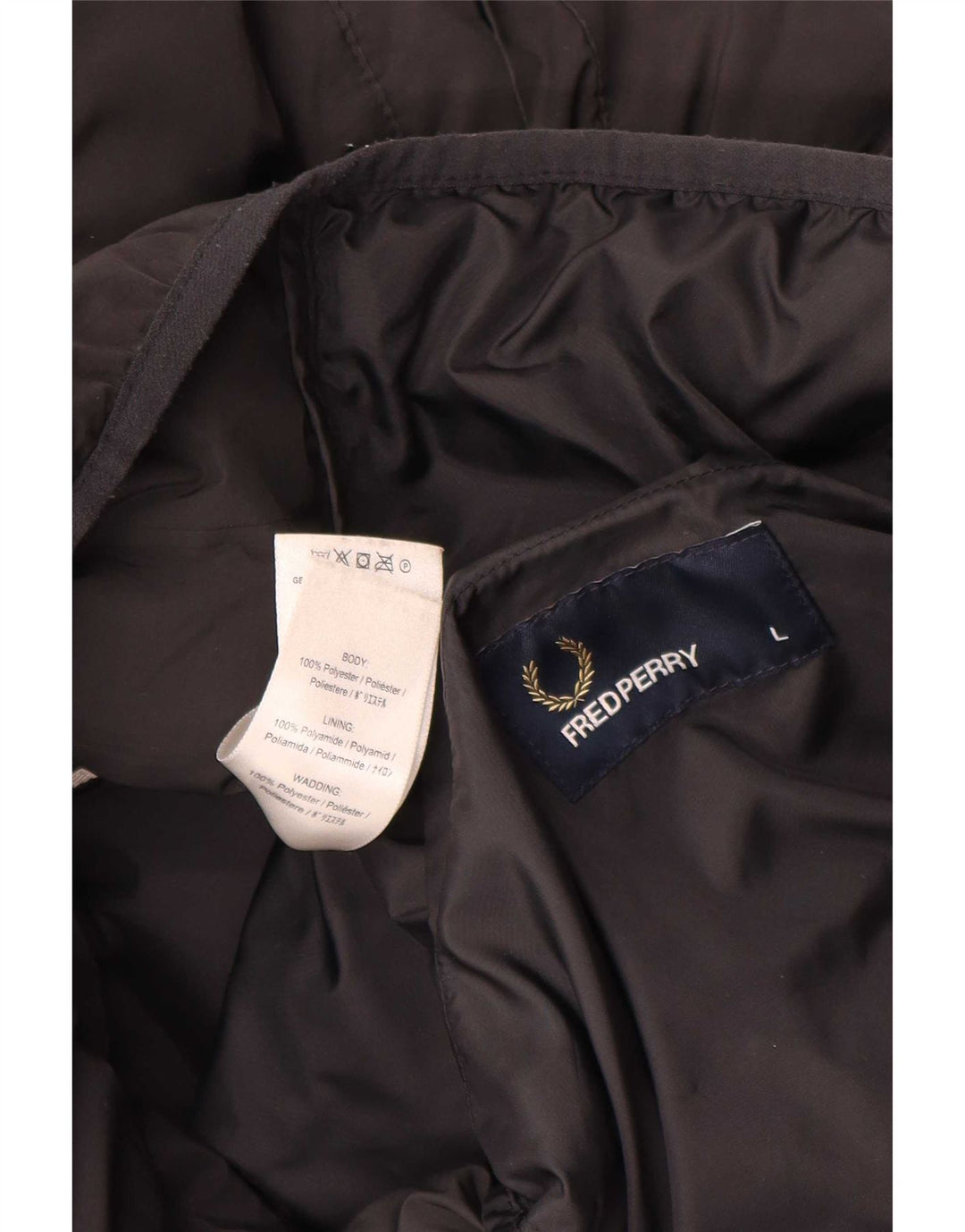 Jaqueta masculina acolchoada com capuz Fred Perry UK 40 grande poliéster preto