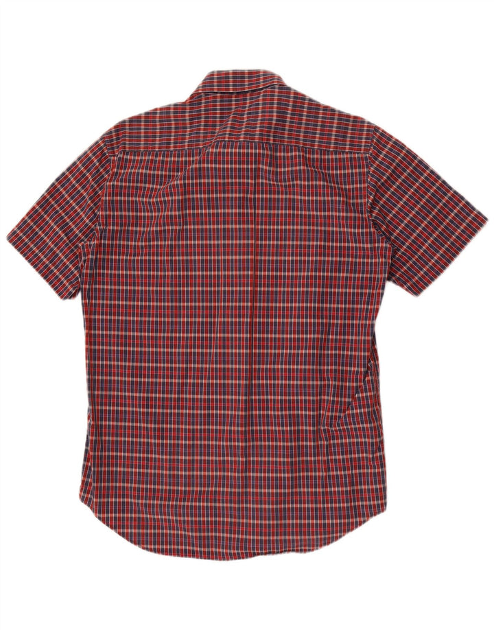Carrera Camisa masculina de manga curta médio vermelho xadrez algodão