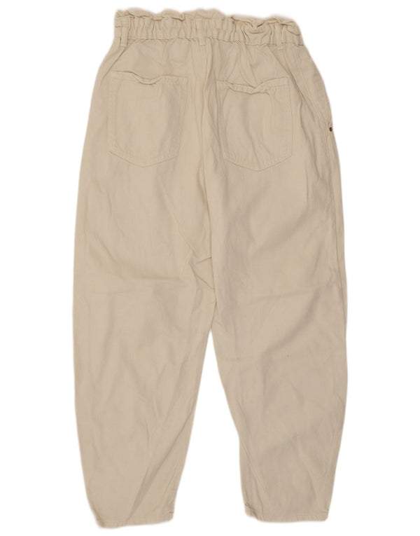 Zara Jeans Cônicos Femininos EU 32 Grande W32 L26 Algodão Bege