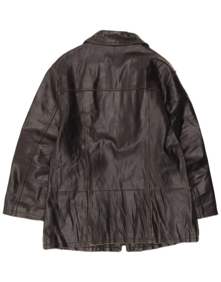 Jaqueta de couro feminina VINTAGE IT 42 couro preto médio