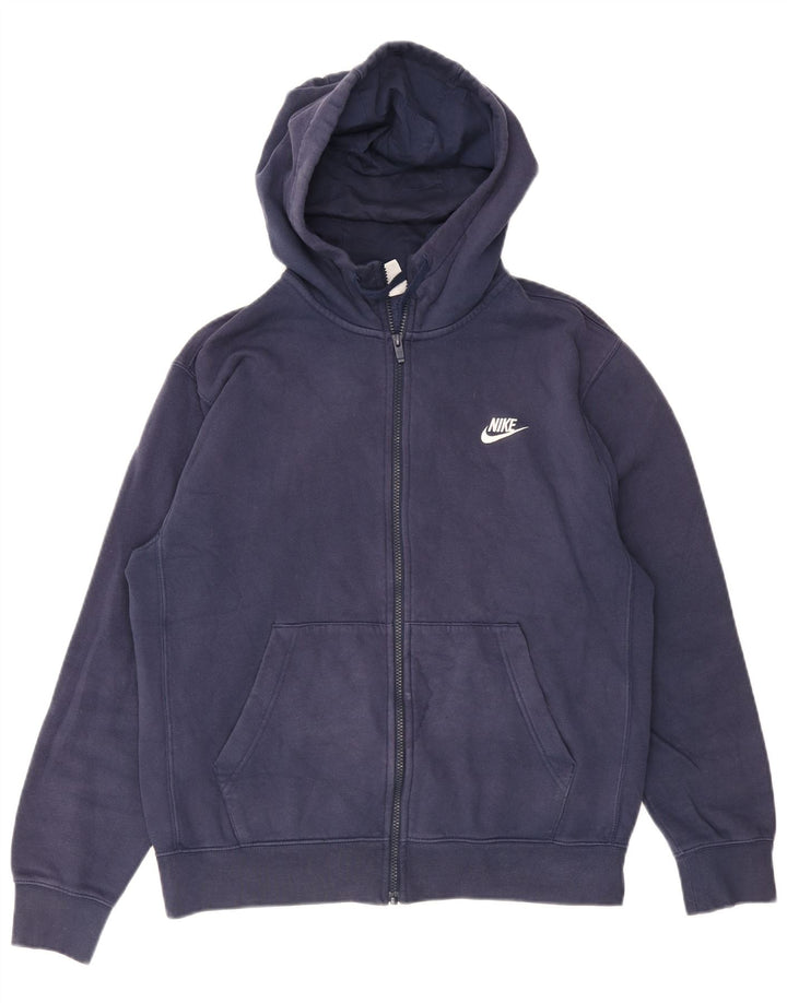 Suéter masculino NIKE com capuz e zíper médio azul marinho algodão