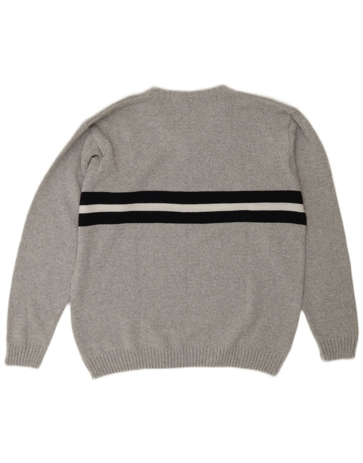 Suéter masculino John F Gee com decote em V Reino Unido 40/42 cinza médio colorblock