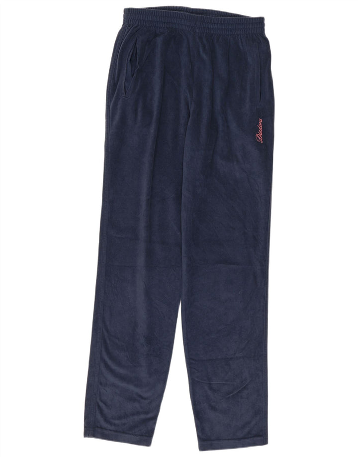 Calça de treino feminina de veludo Diadora UK 12 poliéster azul marinho médio