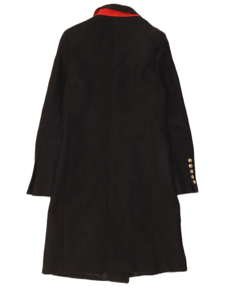 Casaco feminino Zara com peito duplo UK 6 XS preto poliéster