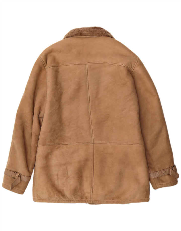 Jaqueta masculina VINTAGE Shearling IT 50 grande marrom shearling