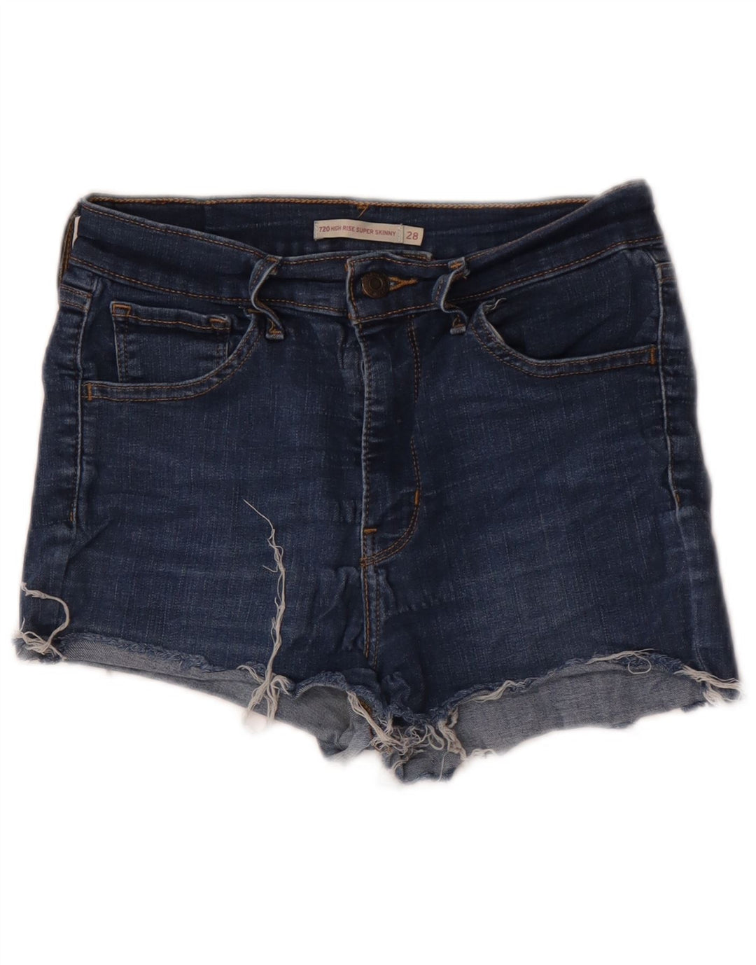 Shorts jeans feminino LEVI'S 720 de cintura alta W28 algodão azul médio