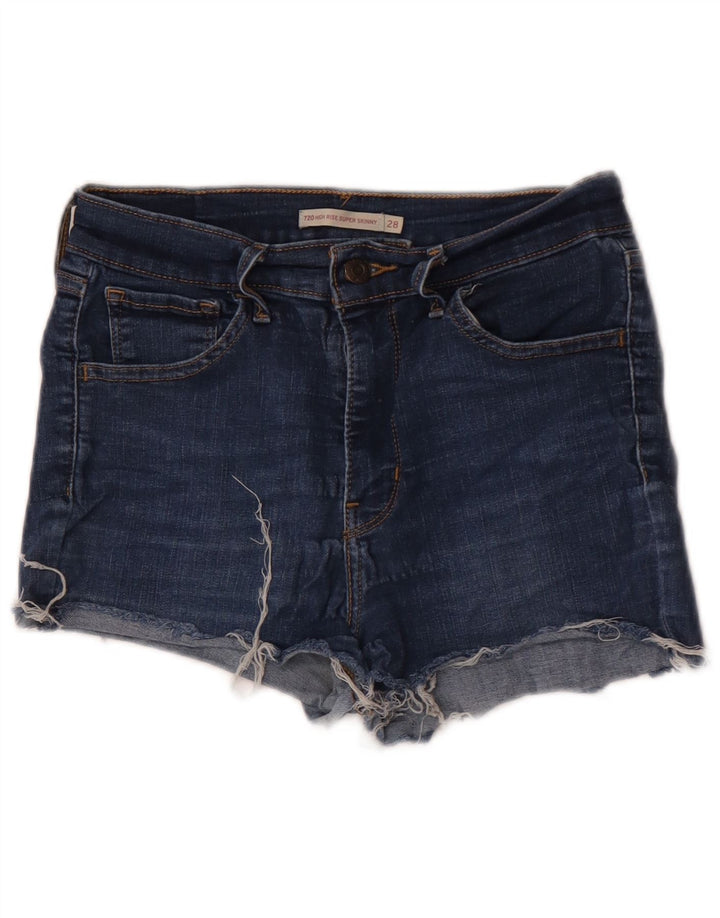 Shorts jeans feminino LEVI'S 720 de cintura alta W28 algodão azul médio