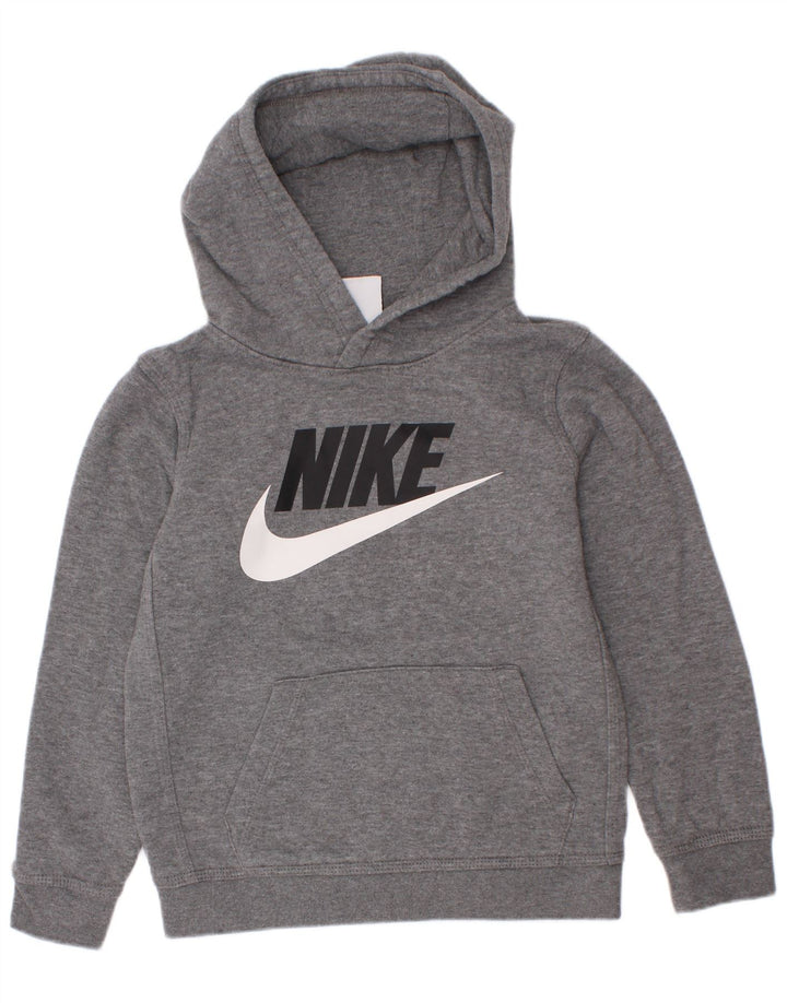 Jumper com capuz gráfico Nike Boys 6-7 anos algodão cinza