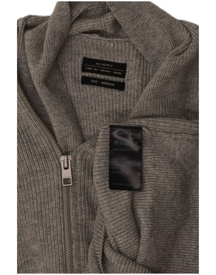 Suéter cardigã masculino All Saints algodão cinza médio