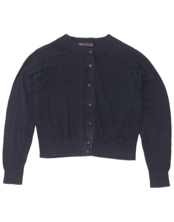 Suéter cardigã feminino Marks & Spencer Reino Unido 12 algodão azul marinho médio