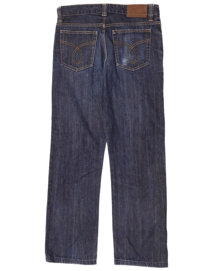 Calça jeans reta feminina Calvin Klein W33 L31 azul marinho