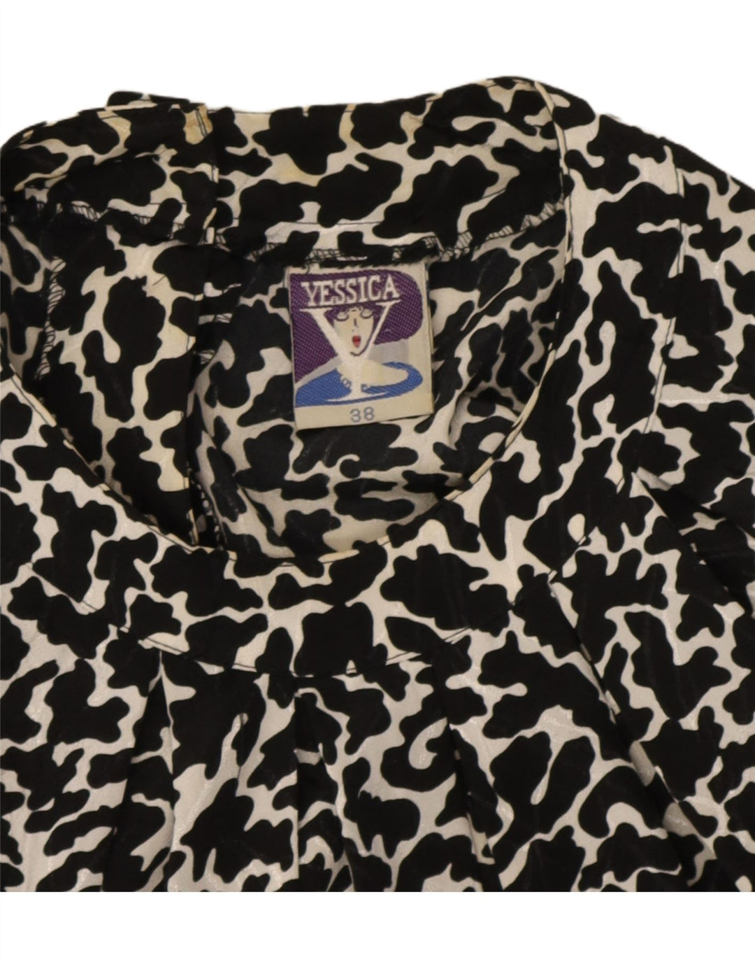 Blusa cropped feminina Yessica EU 38 médio preto estampa animal poliéster