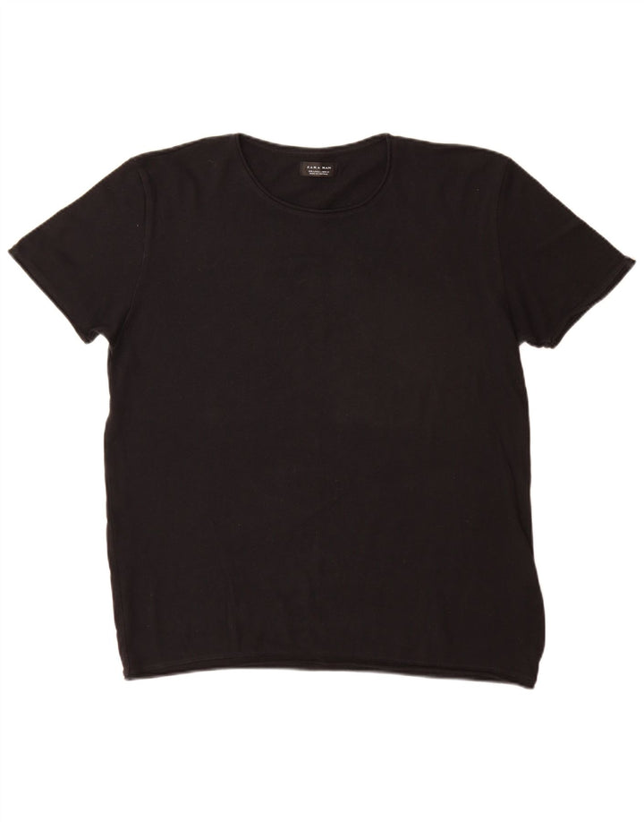 Camiseta masculina Zara Top grande de algodão preto