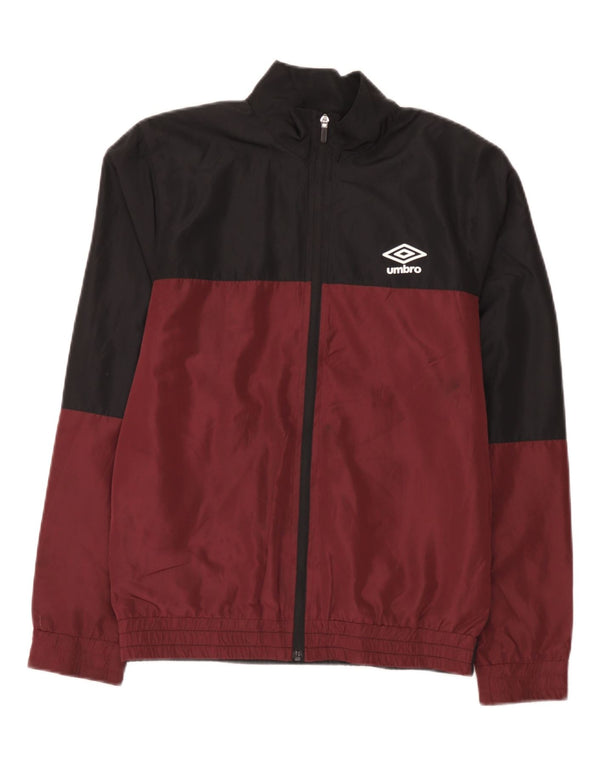 Jaqueta masculina de agasalho gráfico da Umbro, pequena, marrom, colorblock, poliéster