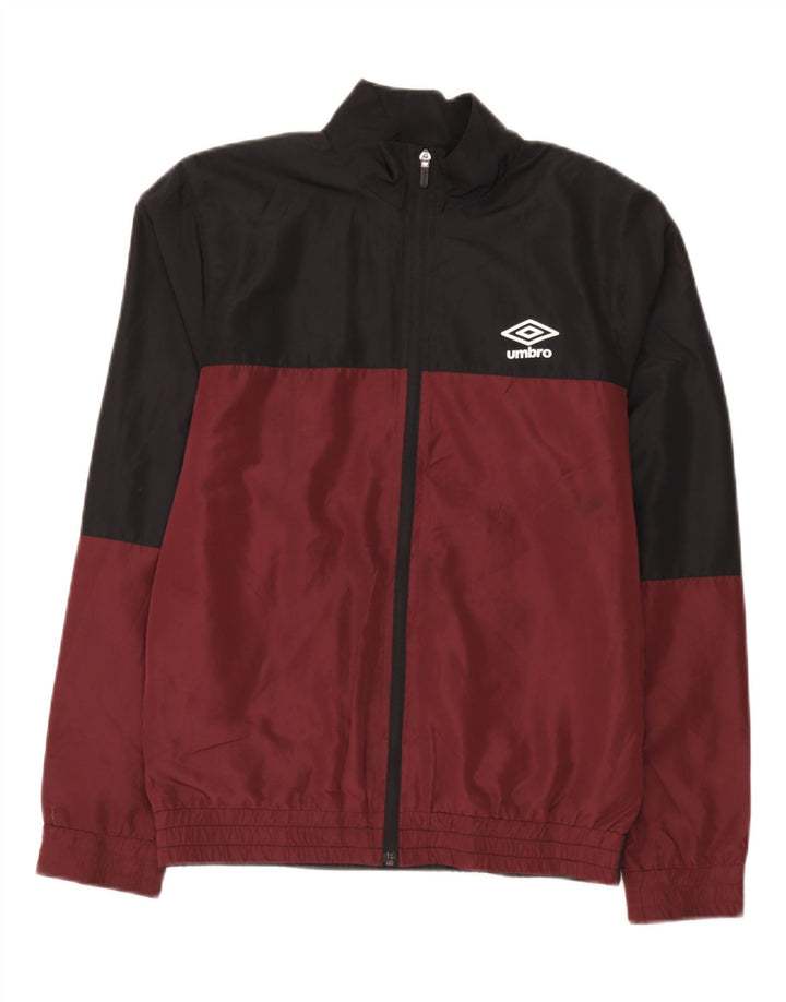 Jaqueta masculina de agasalho gráfico da Umbro, pequena, marrom, colorblock, poliéster
