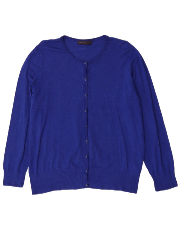 Suéter cardigã feminino Marks & Spencer UK 16 grande viscose azul