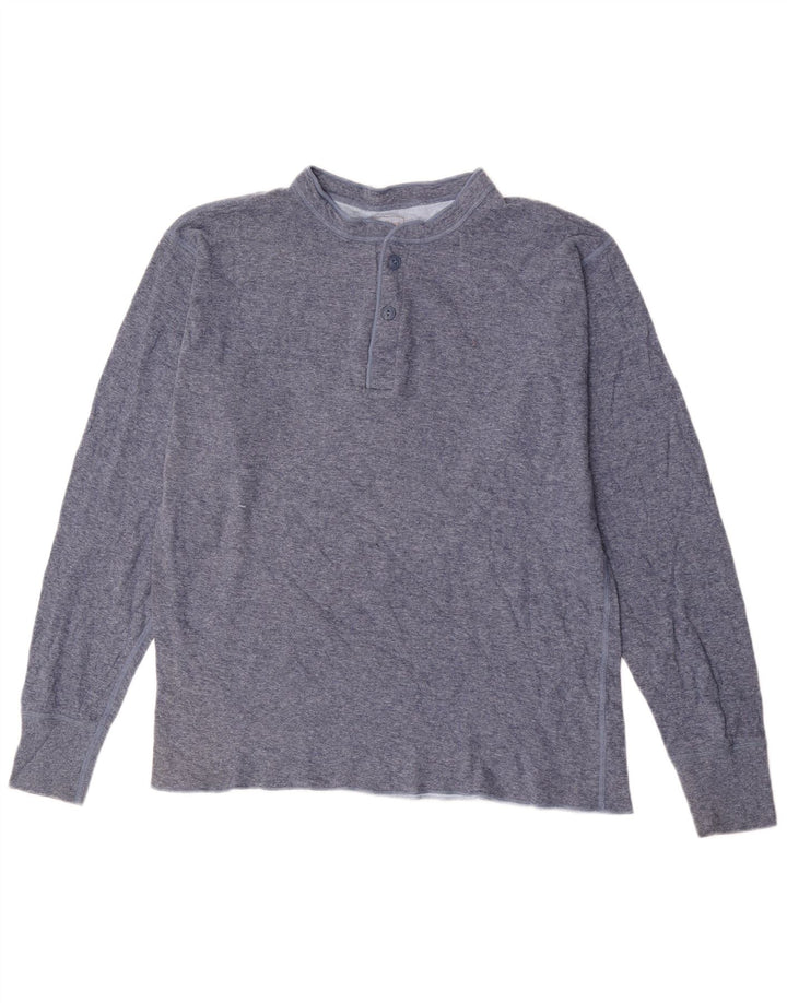 L.L.Bean Top masculino de manga comprida grande algodão azul
