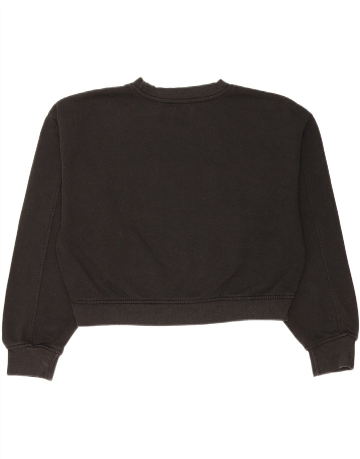 Zara Womens Crop Sweatshirt Jumper Reino Unido 14 Médio Algodão Preto