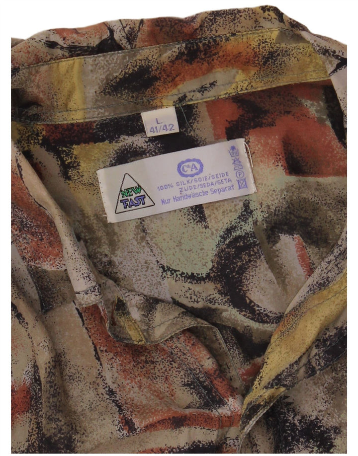 NOVA camisa rápida masculina com padrão abstrato tamanho 41/42 grande seda multicolorida