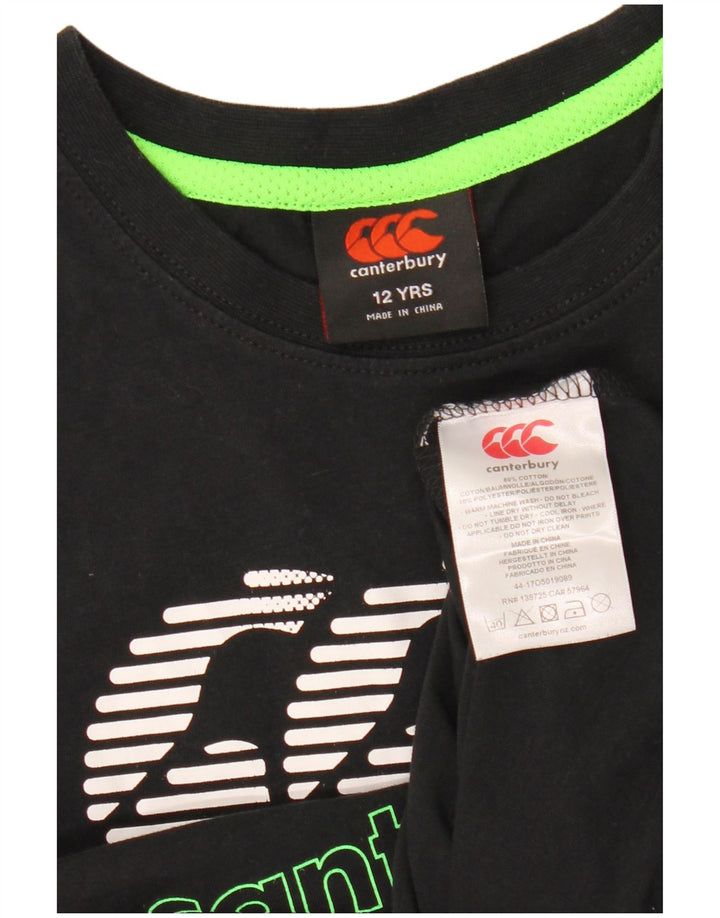 Camiseta gráfica CANTERBURY para meninos 11-12 anos algodão preto