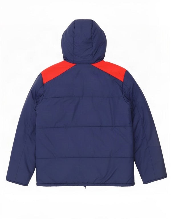 Jaqueta acolchoada com capuz masculina vintage IT 50 grande poliamida colorblock azul