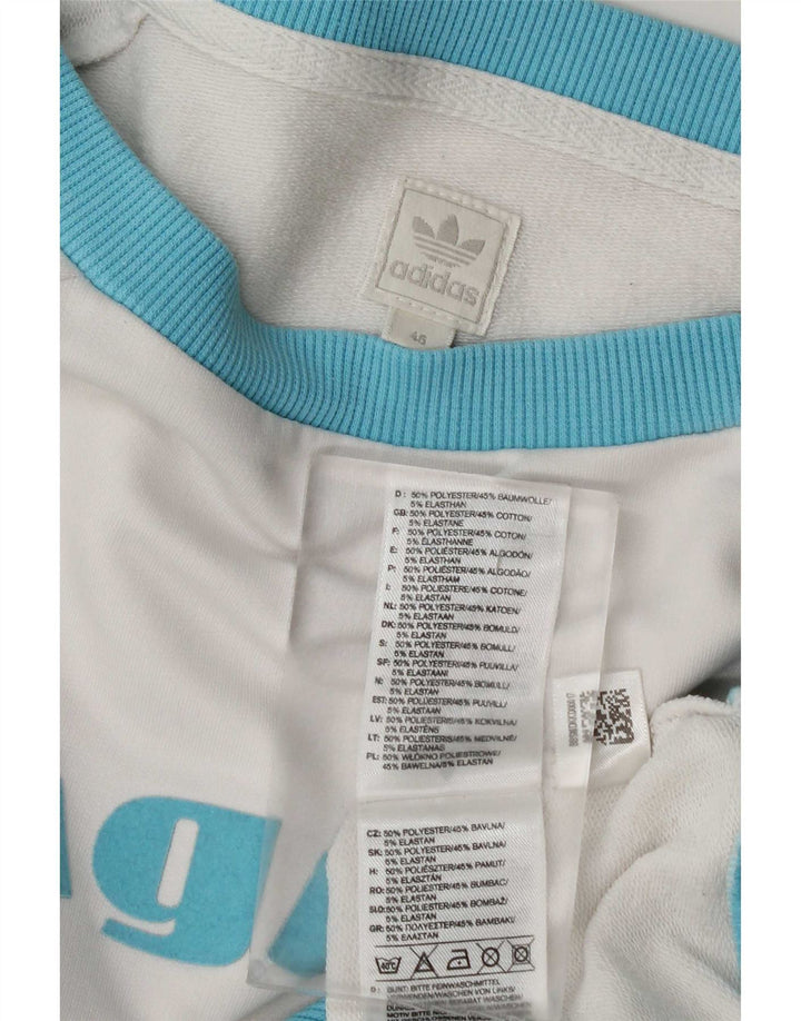 Adidas feminino gráfico moletom jumper IT 46 grande poliéster branco