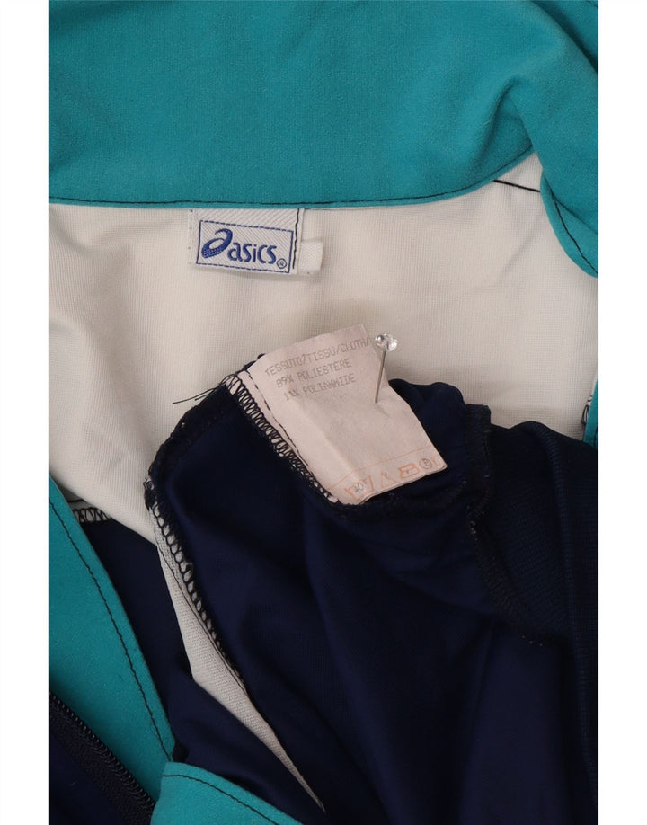 Asics Mens Tracksuit Top Jacket Grande Azul Marinho Colourblock Poliéster