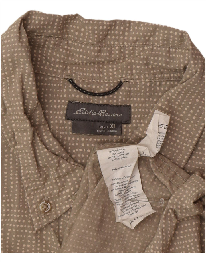 Camisa masculina de manga curta Eddie Bauer XL algodão manchado cinza