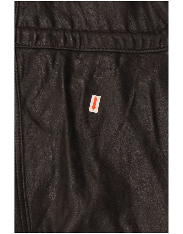 Jaqueta de couro masculina vintage UK 44 2XL couro preto