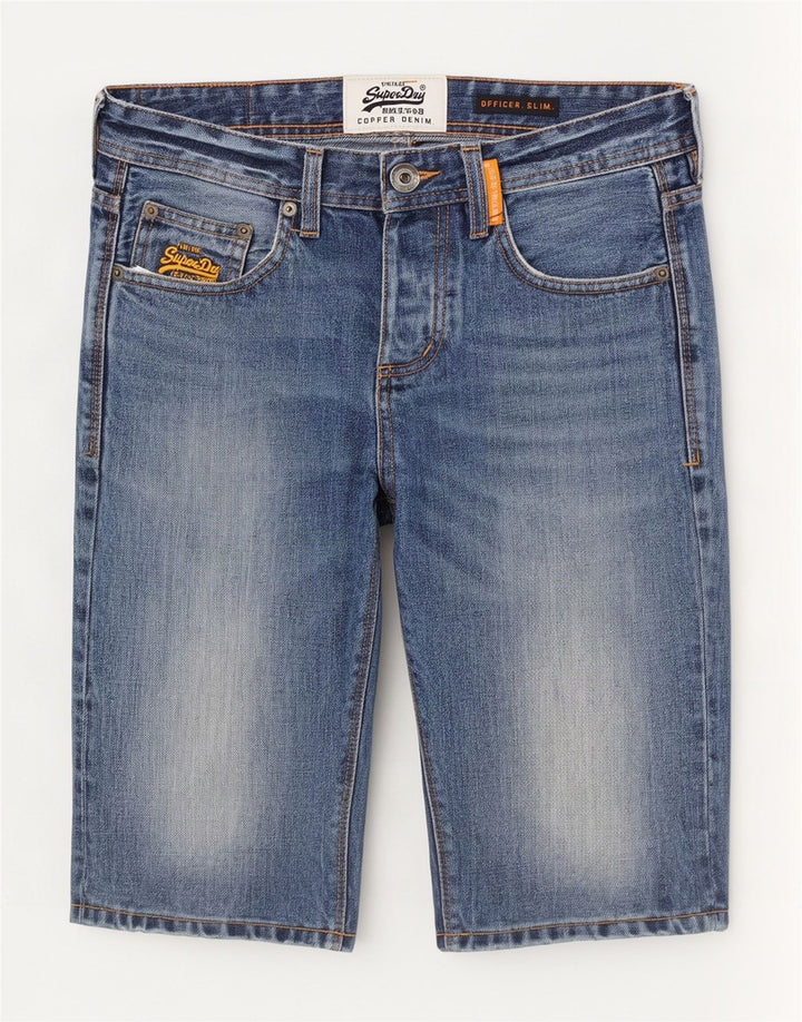 Shorts jeans masculino Superdry Slim Fit W30 algodão azul médio