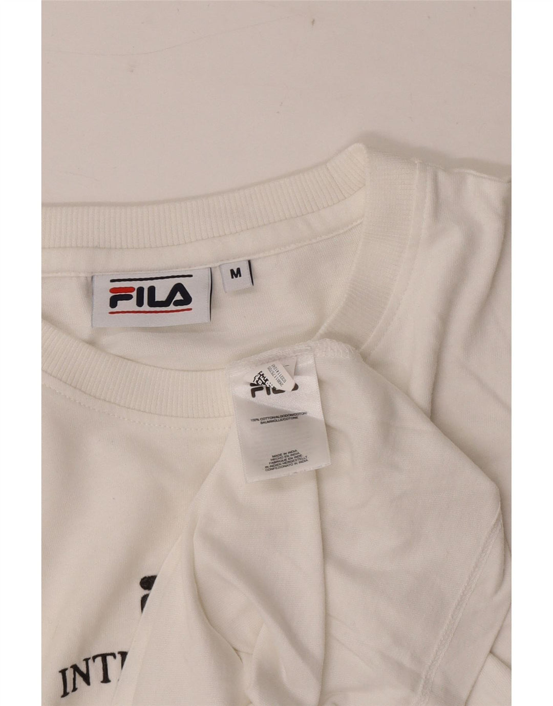 Fila Mens Graphic T-Shirt Top Médio Algodão Branco