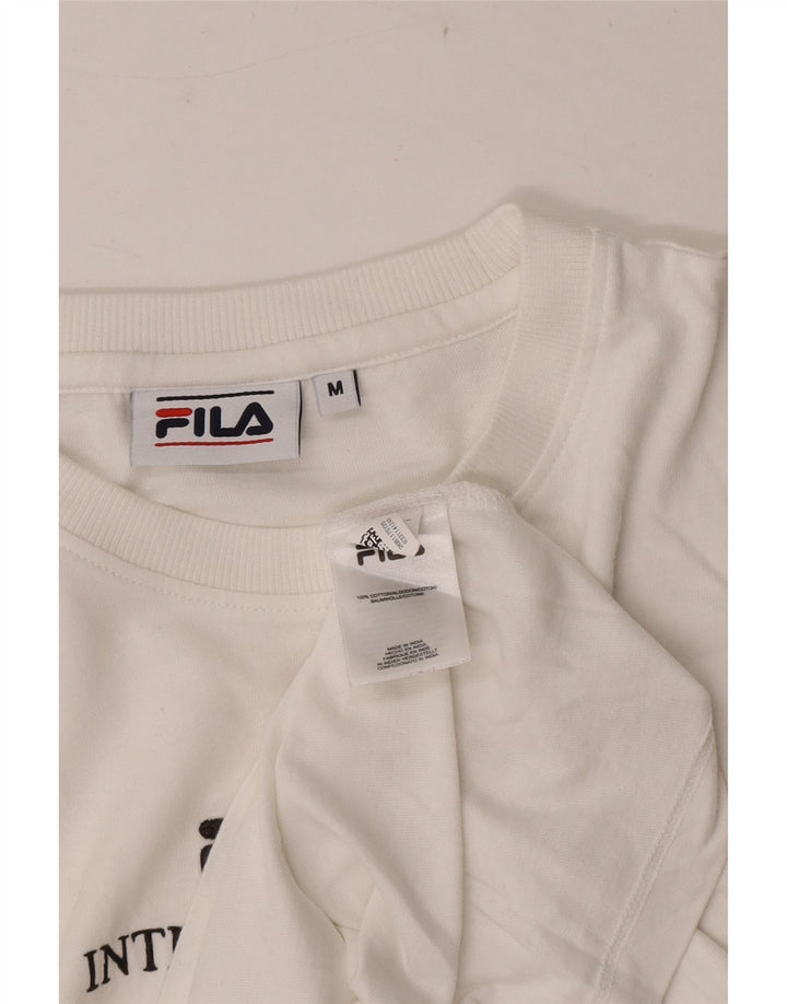 Fila Mens Graphic T-Shirt Top Médio Algodão Branco