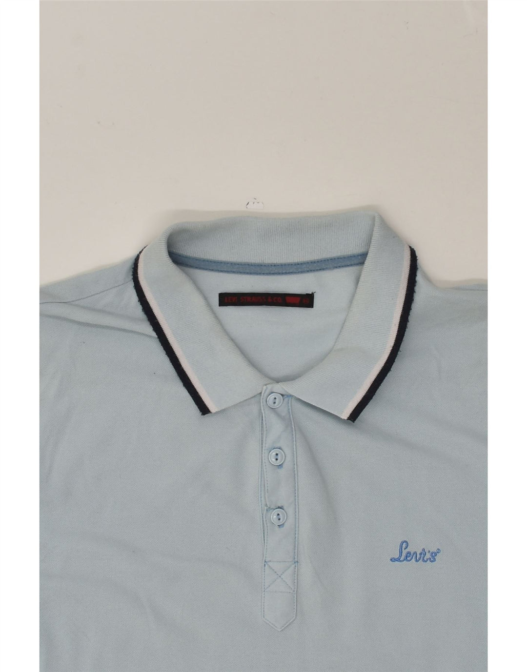 LEVI'S Mens Polo Shirt Small Blue Cotton | Vintage Levi's | Thrift | Second-Hand Levi's | Used Clothing | Messina Hembry 